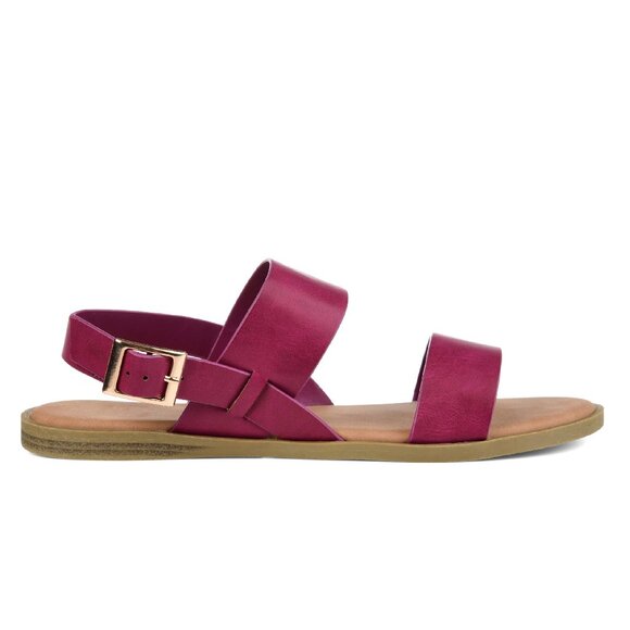 Brinley Co. Womens Dual Strap Open-Toe Sandal Raspberry, 7.5 Regular US - Picture 1 of 1